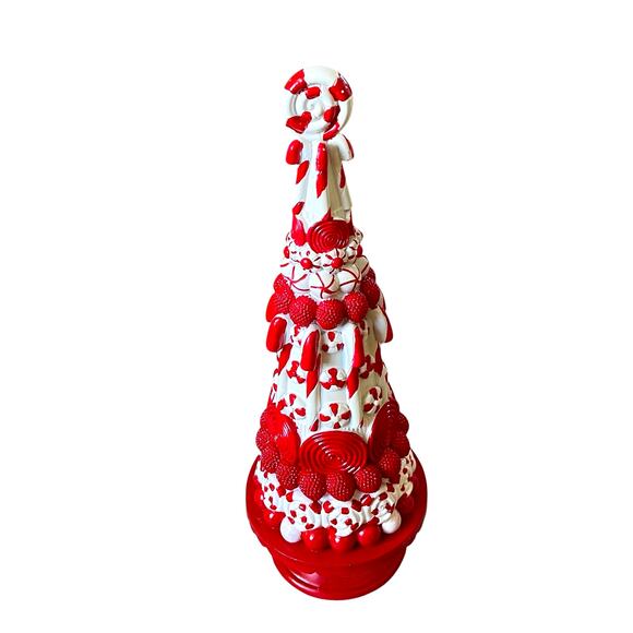 Red & White Candyland Christmas Tree with Peppermints & Candy Canes 18in New - Picture 2 of 15